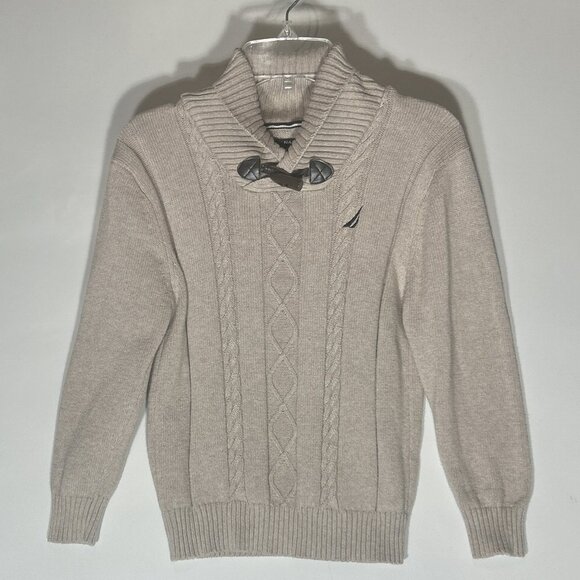 Nautica Boys SZ S Wheat Colored Cable Knit Sweater Classic Academia Church Dress - Picture 1 of 6
